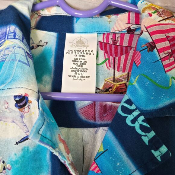 Disney Theme Park Peter Pan Button Down Shirt Size XS XSmall Tinkerbell - Picture 3 of 3